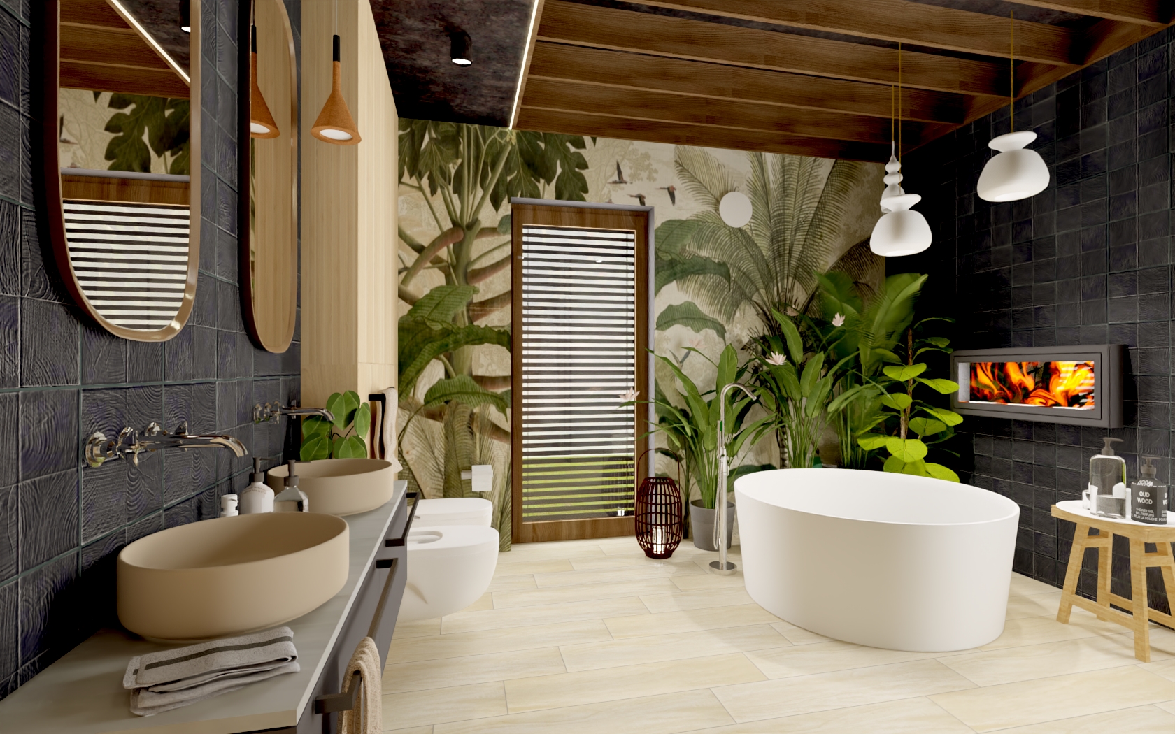 łazienka bali tapeta