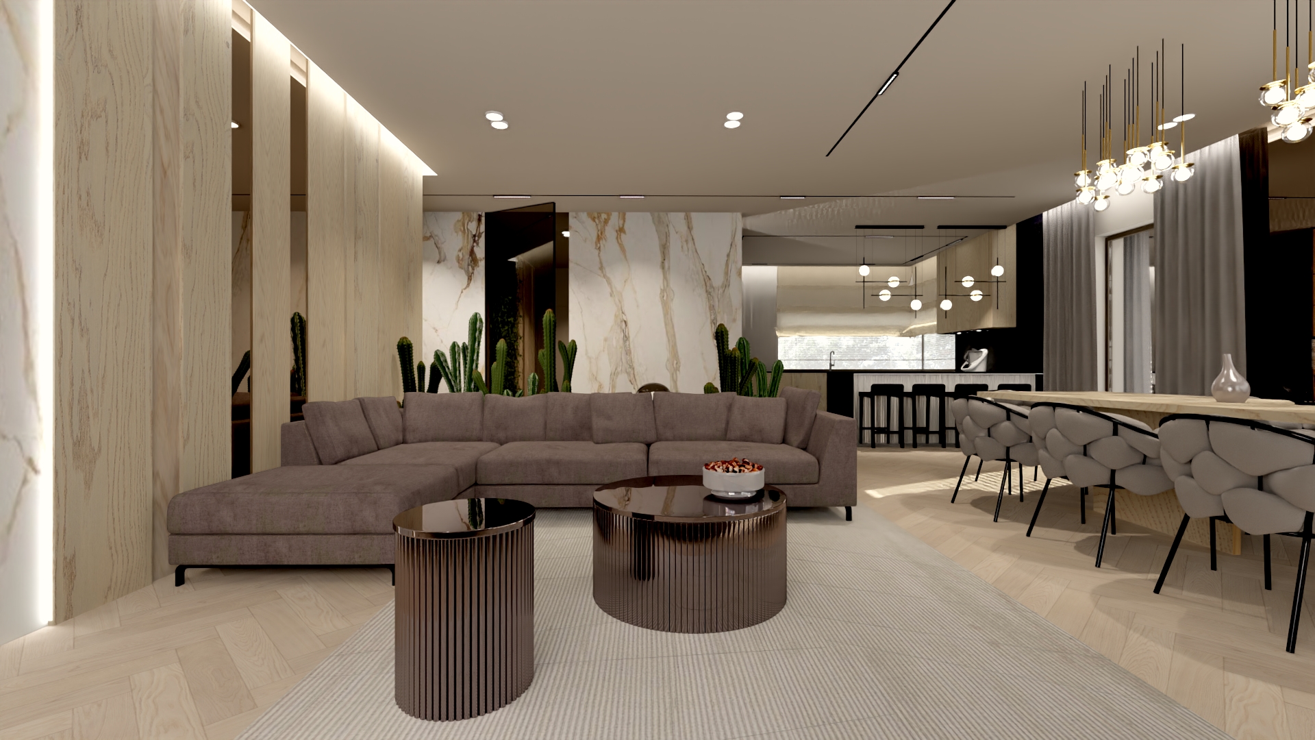 salon nowoczesny calacatta