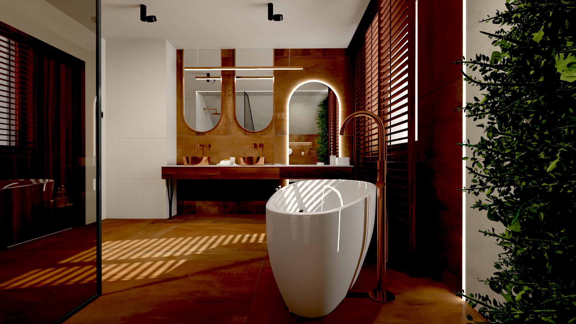 łazienka miedź wanna